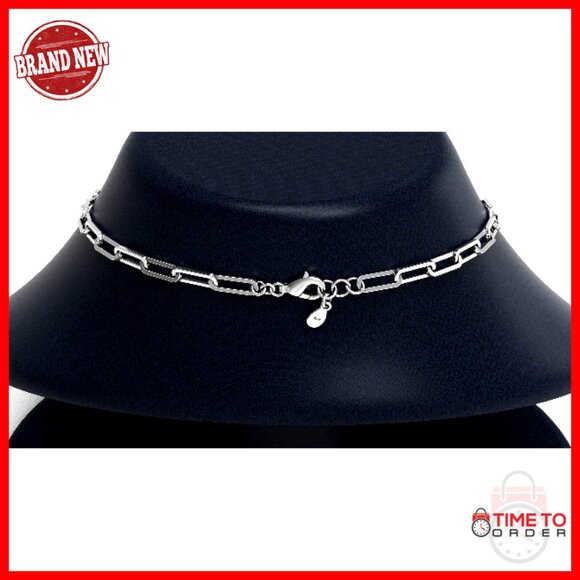 AHTAMOS 925 Sterling Silver Paper Clip Necklace 5.0mm Silver  925 Sterling Silver Paperclip Chain Necklace 20 Inches Lobster Clasp